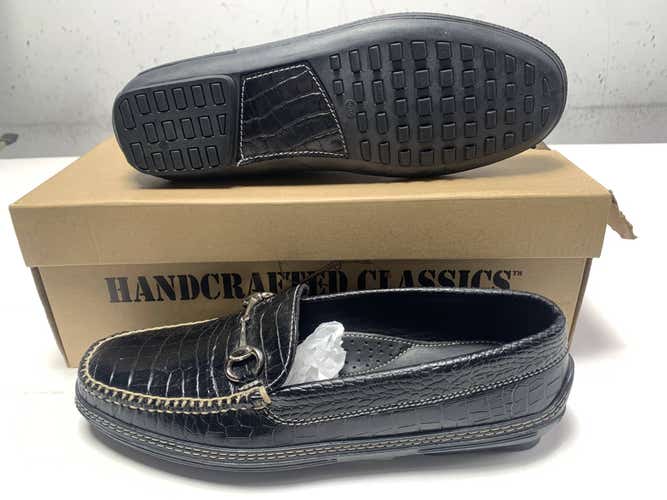 T.B. PHELPS Bit Driver Loafers Black Croco Men's SZ 8