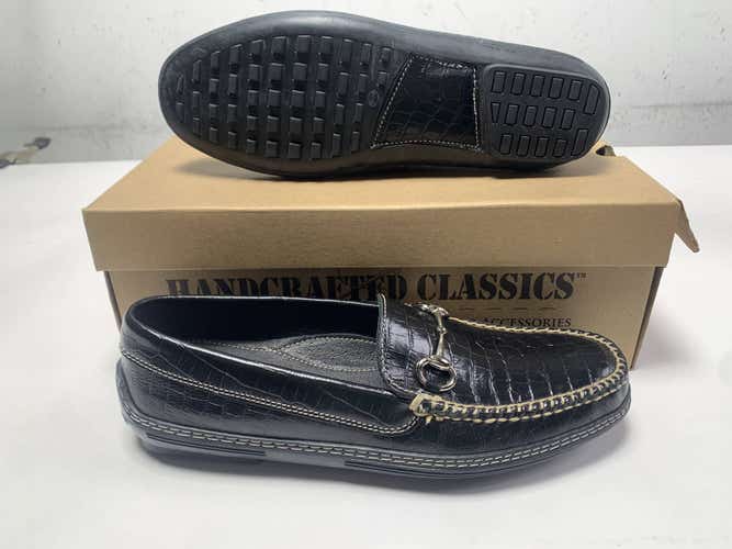 T.B. PHELPS Bit Driver Loafers Black Croco Men's SZ 10