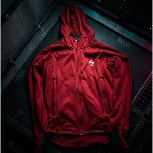 LOKI Men's M Tech Hoodie Red Built-In Mask Gorpcore Cyber Techwear Archive