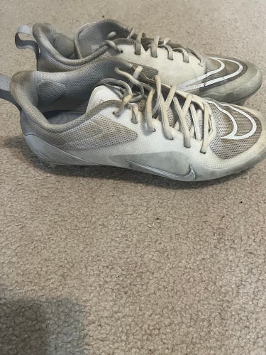 White Men's Size M 10.5 (W 11.5) Adult Nike Alpha Huarache 8 Pro Low Top Molded Cleats (Used)
