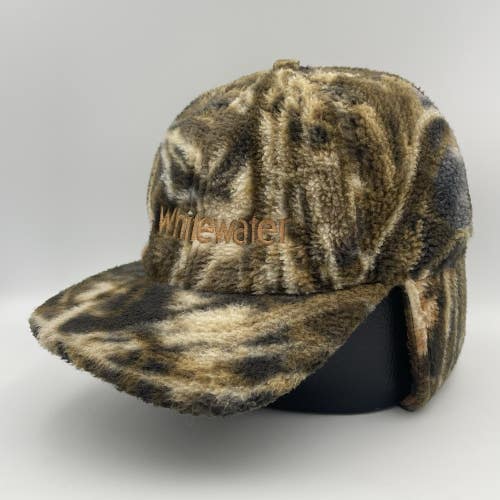 Vintage Whitewater Outdoors Camouflage Waterproof Fleece Hat Cap Mens Ear Flaps