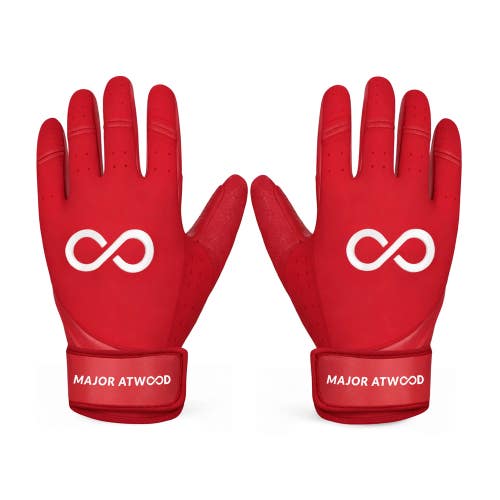 Major Atwood Short Cuff Batting Gloves - Red (NEW) ** Size Lg, Med and Sm**