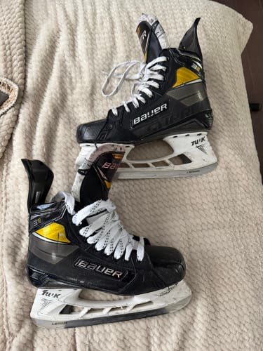 Black/Yellow 2020 Bauer Supreme 3S Pro Hockey Skates size 7 fit 2
