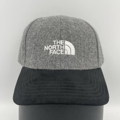 The North Face Wool Suede Gray Black Adjustable Buckle Strapback Hat Cap