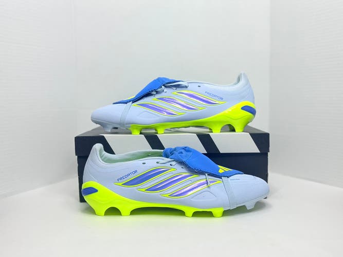 Size 13 Men’s Adidas Predator Fold-Over Tongue Soccer Cleats JS0423 blue neon yellow football boots
