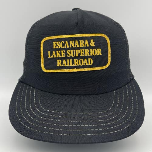 Vintage Escanaba Lake Superior Railroad Snapback Trucker Patch Hat Cap RARE