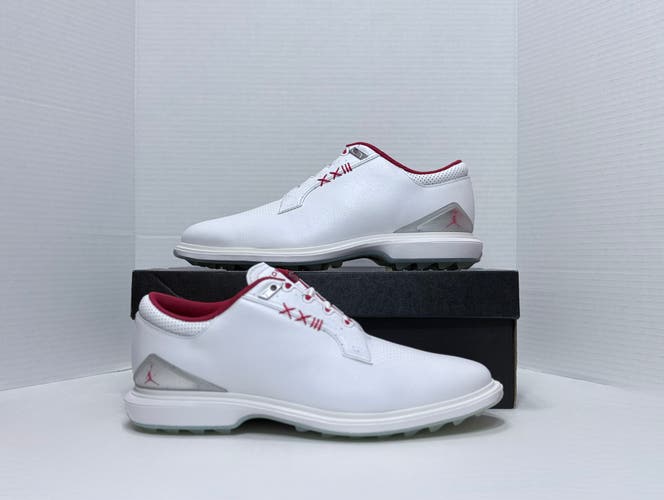 Men's Size M 9.5 (W 11.0) Jordan Golf Shoes (New) ADG 5 Wide White Red Spike-less sneaker FQ7874-101