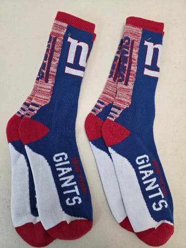 ST3 Mens NFL NEW YORK GIANTS Crew Socks Lot of 2 Pair LARGE New