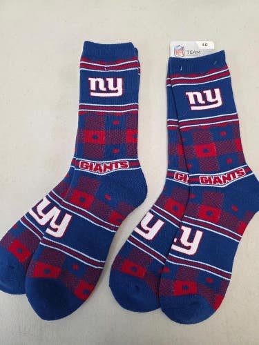 ST13 Mens NFL NEW YORK GIANTS Crew Socks Lot of 2 Pair LARGE New