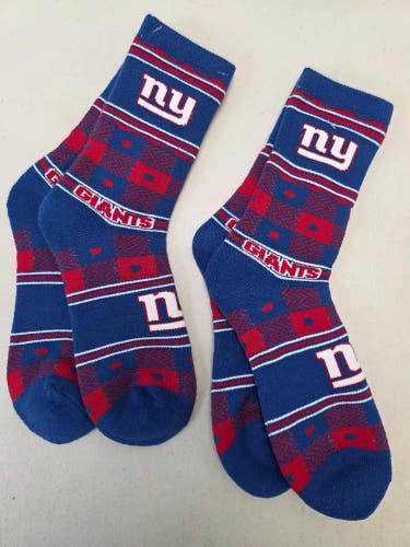 ST15 Mens NFL NEW YORK GIANTS Crew Socks Lot of 2 Pair LARGE New