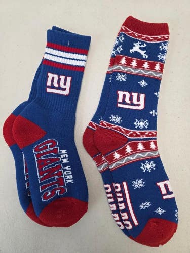 ST12 Mens NFL NEW YORK GIANTS Crew Socks Lot of 2 Pair MEDIUM New