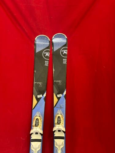 Skis: Rossignol Temptation 75 all-mountain skis, 150cm
Bindings: Rossignol/Look Xpress
Binding Rang