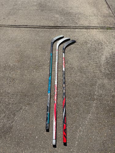 3 Bauer Senior Hockey Sticks Bundle - Nexus 2N Pro / Vapor 1X / Vapor FlyLite