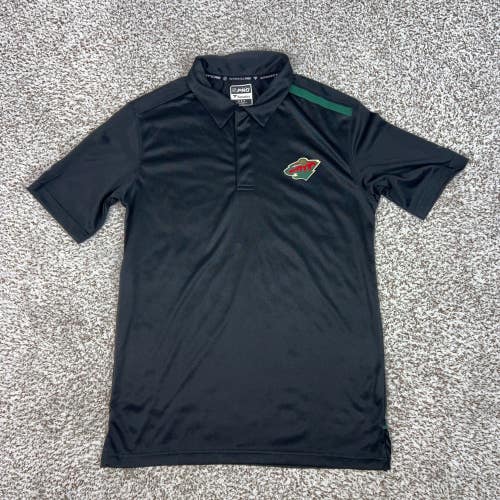 Minnesota Wild Polo Shirt Mens Medium Black Fanatics NHL Hockey Sports Logo Top