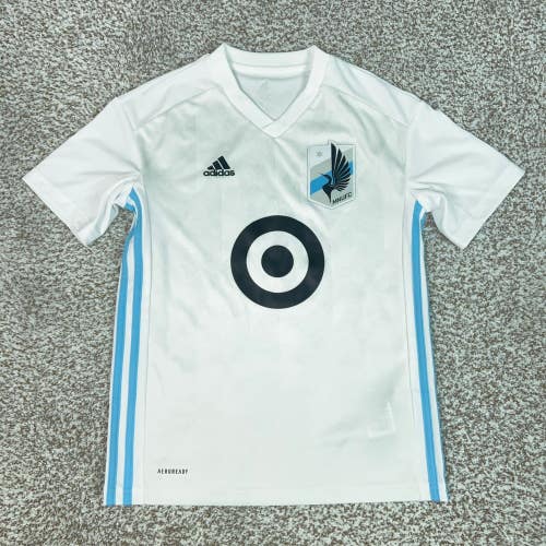 Minnesota United FC Jersey Boy M White Adidas Soccer MLS Sport MNUFC Youth Shirt