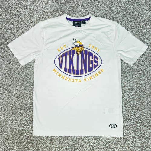 Minnesota Vikings Mens Medium White Casual Hugo Boss T Shirt NFL Football Tee