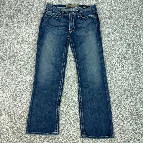 BKE Jeans Mens 31x30 Blue Casual Straight Leg Brayden Whipstitch Distressed