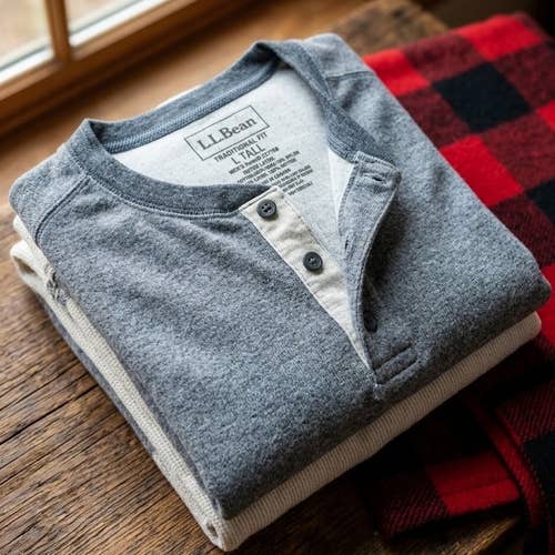 L.L. Bean Men's LT Thermal Shirt Wool Blend Cabincore Workwear Grunge Vintage