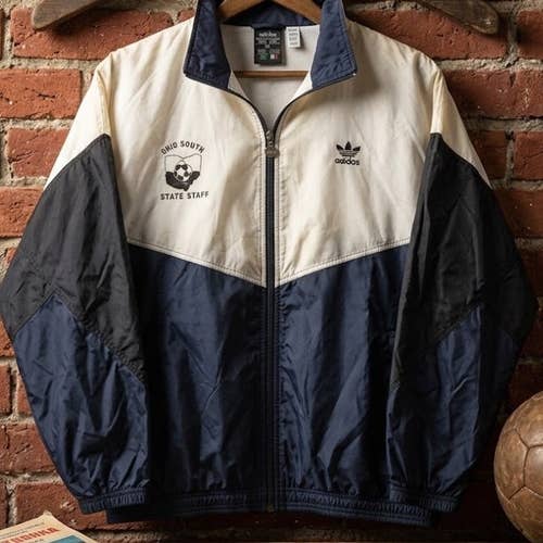 Adidas Men's XL Track Jacket 90s Trefoil Blokecore Vintage Streetwear Grunge