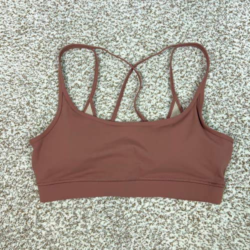Vuori Sports Bra Womens Large Brown Yoga Strappy Workout Gym Sports Mindset Logo
