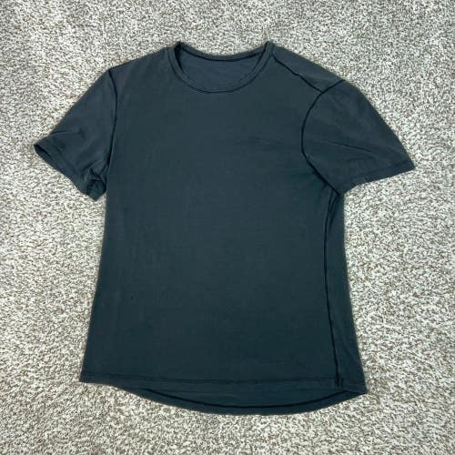Lululemon Shirt Mens Medium Black Gym Athletic Short Sleeve Basic Workout Logo