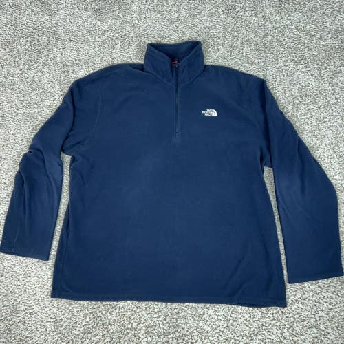 North Face Pullover Mens 2XL Blue Fleece Quarter Zip Long Sleeve Hiking Top