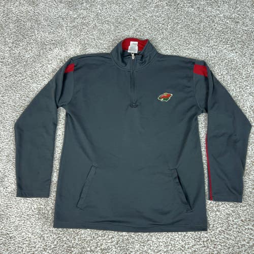 Minnesota Wild Pullover Mens Large Gray NHL Hockey Long Sleeve Quarter Zip Top