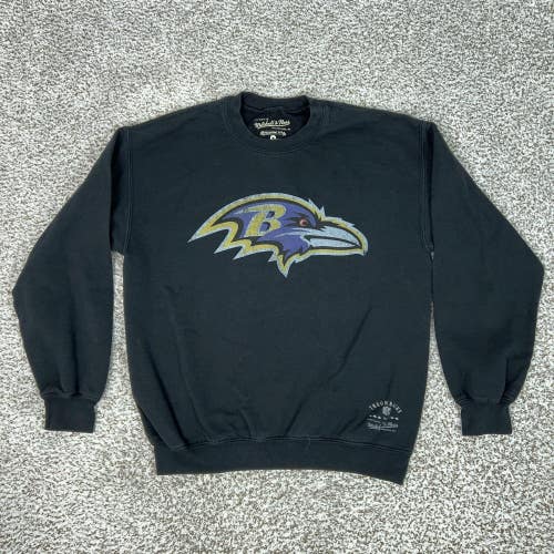 Baltimore Ravens Sweatshirt Mens Small Black NFL Football Mitchell & Ness Top