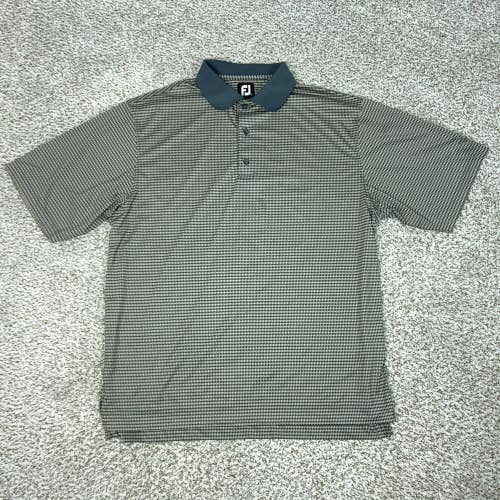 FootJoy Polo Shirt Mens Large Blue Diamond Print Golf Performance Stretch Top