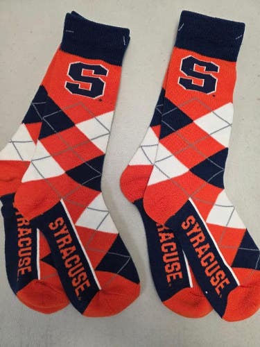 ST6 Mens NCAA SYRACUSE ORANGE Crew Socks Lot of 2 Pair MEDIUM New