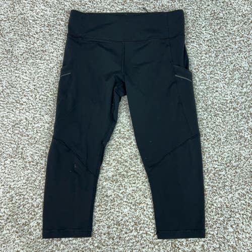 Lululemon Pants Womens 4 Black Crop Leggings Pockets Running Mod Moves Workout