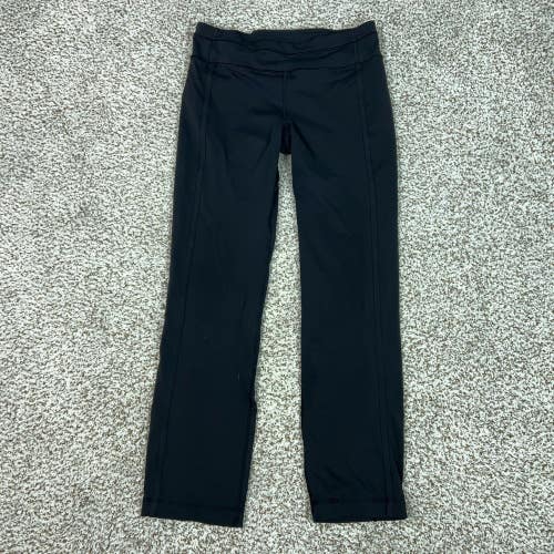 Lululemon Pants Womens 6 Black Yoga Leggings Back Zip Pocket Logo Workout Gym