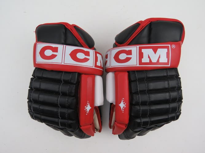 CCM HG720 Black Red White Molson Canadian Beer Pro Leather Hockey Gloves 14"