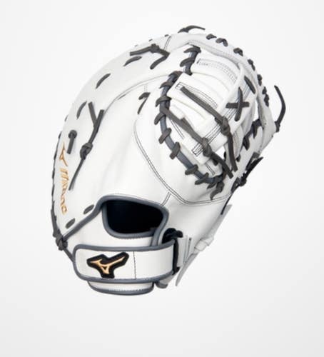 New MVP PRIME 13IN RHT 1ST BASEMITT SOFTBALL WHITE/GREY 11834-MIZ313072RH