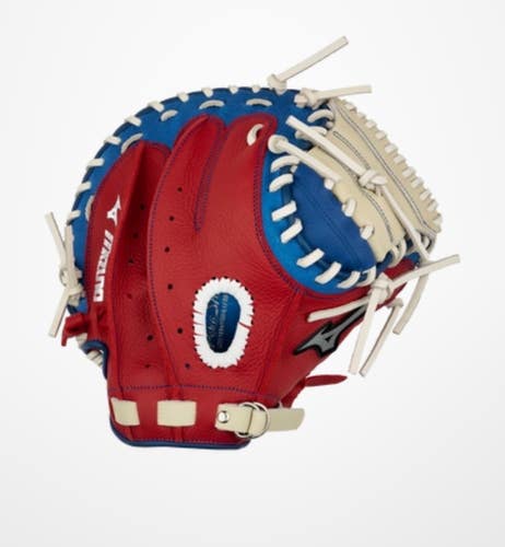 New PROSPECT 32.5IN RHT YOUTH BASEBALL CATCHER MITT RED/BLUE 11834-MIZ313358RH