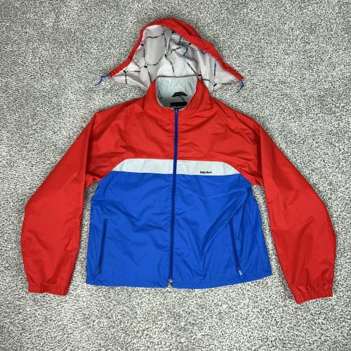 Vintage Helly Hansen Jacket Mens XL Red Blue Tech Hooded Rain Windbreaker Gorp