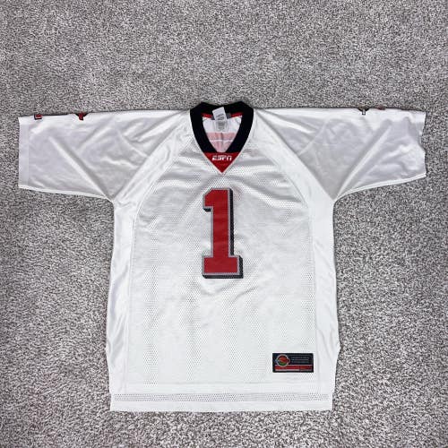 ESPN Jersey Mens Large White Number 1 Mesh Football Zone Sports Y2K Fan TV