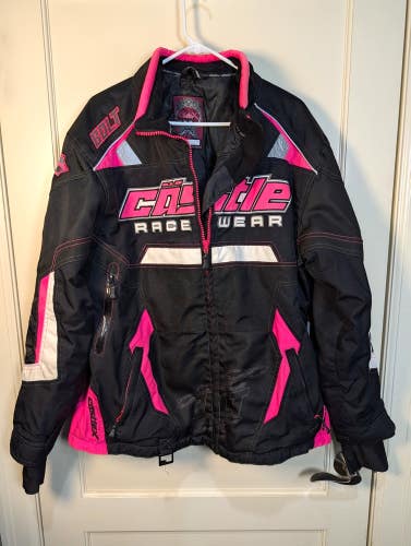 Castle X Women's Bolt Black/Pink Full Zip Snowmobile Jacket Size XXL
