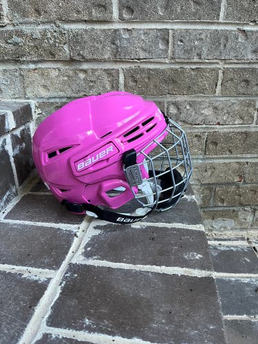 Pink Bauer Prodigy Hockey Helmet With Face Cage Combo OSFM Youth