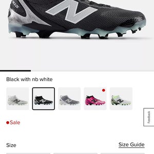 Black Men's Size M 7.0 (W 8.0) Adult New Balance Freeze Mid Top Molded Cleats (Used)