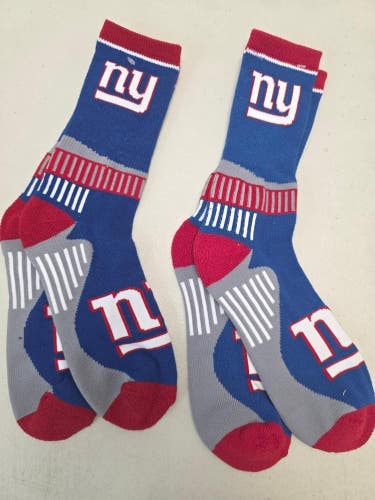 ST19 Mens NFL NEW YORK GIANTS Crew Socks Lot of 2 Pair LARGE New