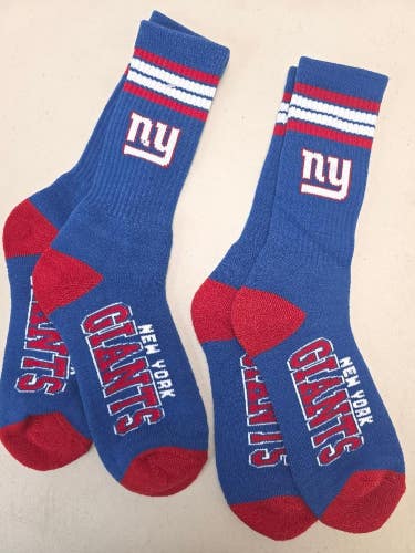 ST20 Mens NFL NEW YORK GIANTS Crew Socks Lot of 2 Pair LARGE New