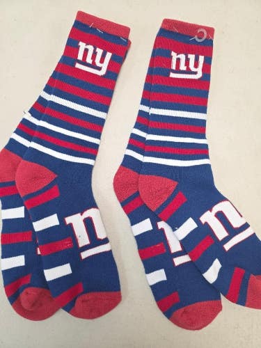 ST21 Mens NFL NEW YORK GIANTS Crew Socks Lot of 2 Pair LARGE New