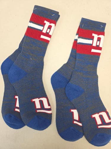 ST25 Mens NFL NEW YORK GIANTS Crew Socks Lot of 2 Pair LARGE New