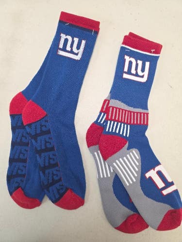 ST28 Mens NFL NEW YORK GIANTS Crew Socks Lot of 2 Pair LARGE New