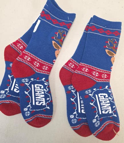 ST22 Mens NFL NEW YORK GIANTS Crew Socks Lot of 2 Pair MEDIUM 5-10 New