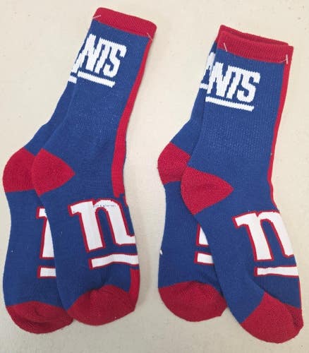ST23 Mens NFL NEW YORK GIANTS Crew Socks Lot of 2 Pair MEDIUM 5-10 New