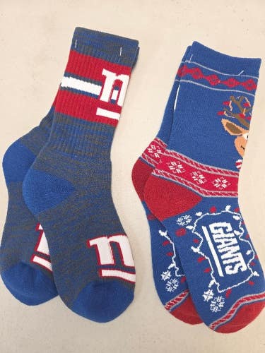 ST26 Mens NFL NEW YORK GIANTS Crew Socks Lot of 2 Pair MEDIUM 5-10 New