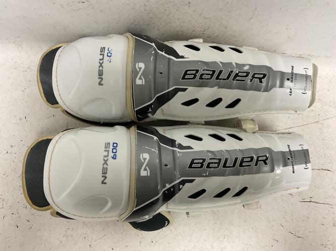 Used Bauer NEXUS 600 Senior Shin Guards White And Grey 13" 11855-S000209214