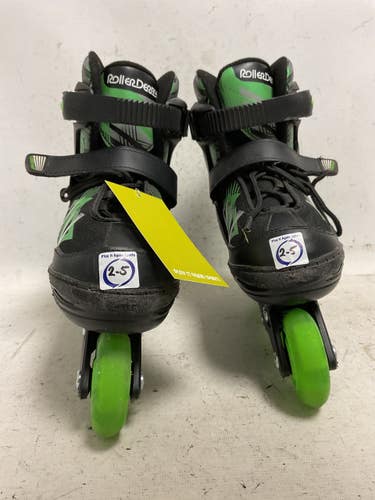 Used RollerDerby ADJ 2-5 Junior Rec Fitness Skates Black Adjustable 11855-S000209171
